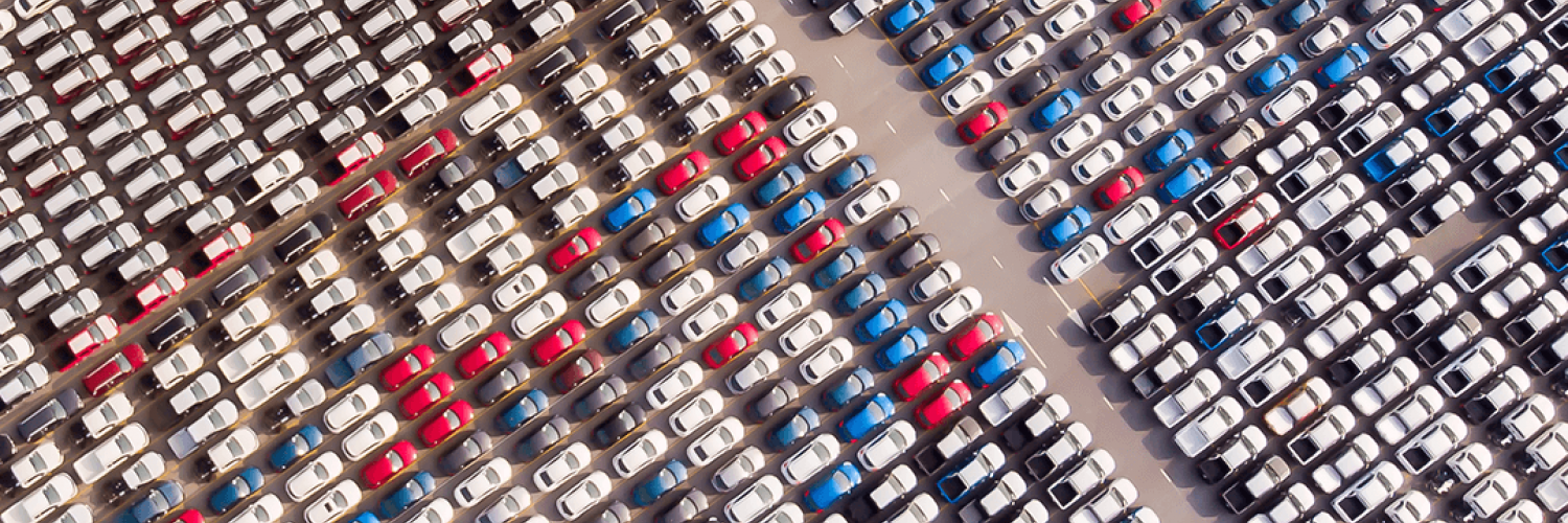image of car fleet from above