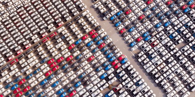 image of car fleet from above