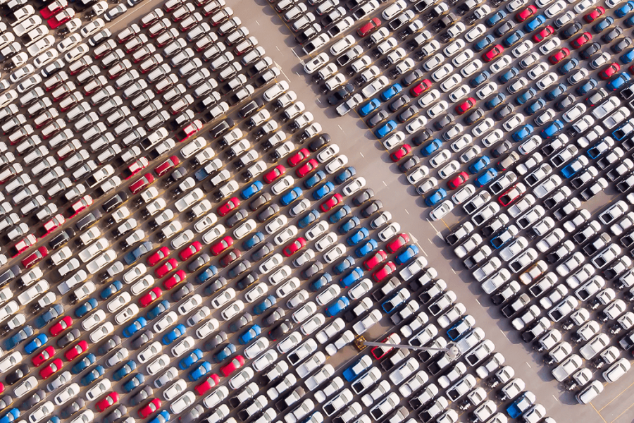 image of car fleet from above
